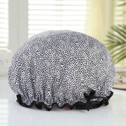 10 stuks - GROTE Douchcap voor vol haar / krullen - Wit / Zwart print